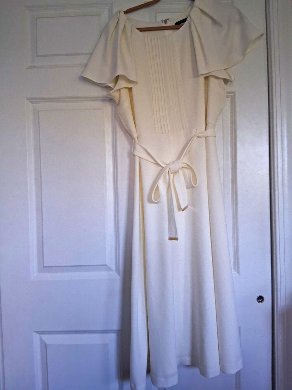 Tommy Hilfiger White Dress  A-Line Round Neck Belted Size 12